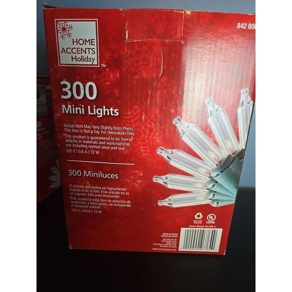 Home‎ Accents Holiday Christmas 300 & 100 count Mini Lights Clear